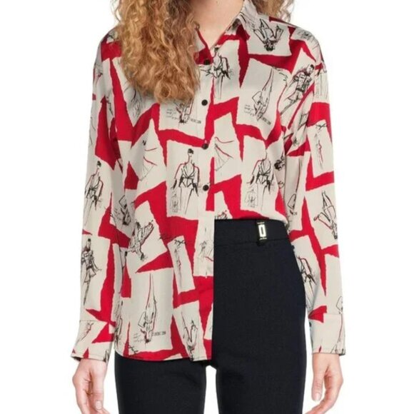 Karl Lagerfeld Paris - Long Sleeve Button Front Blouse NWOT - Picture 1 of 5